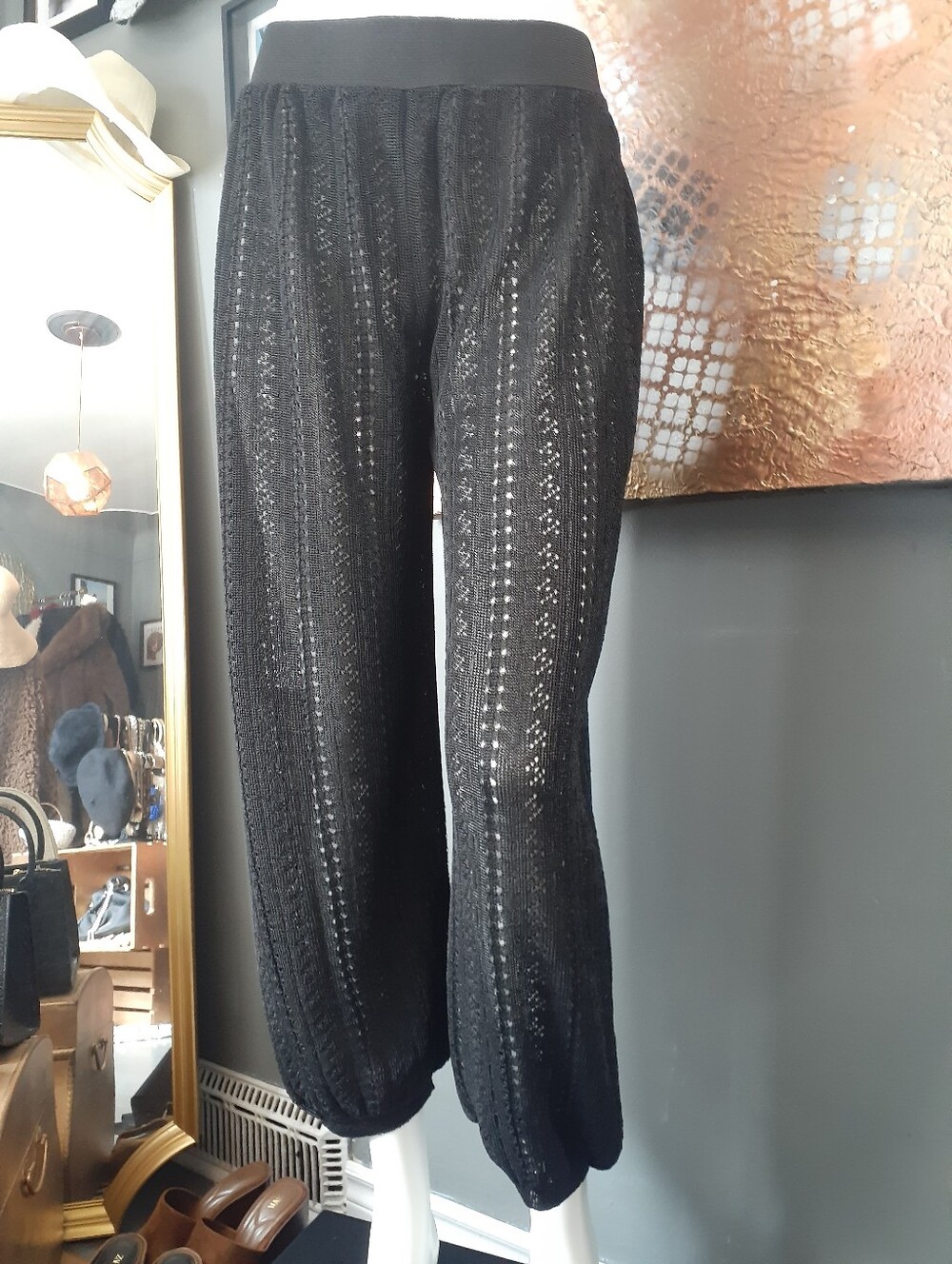 Zara Nwt Black Knit Lace Effect Baloon Cropped Pants - Picture 16 of 16